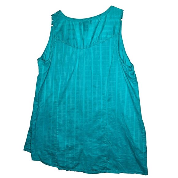Lane Bryant Womens‎ Turquoise Sleeveless Button-Down Top Size 20 100% Cotton - Picture 2 of 7